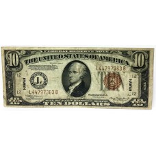 UNITED STATES OF AMERICA 1934 . TEN 10 DOLLARS BANKNOTE . HAWAII